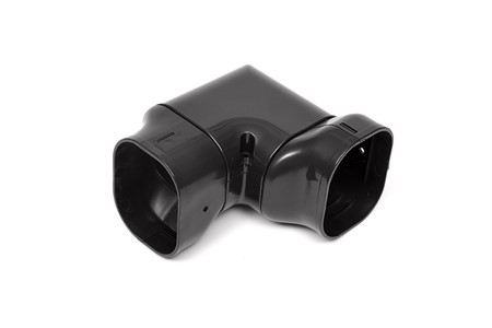 Plan vinkel med 90° vridning, 77mm - Svart